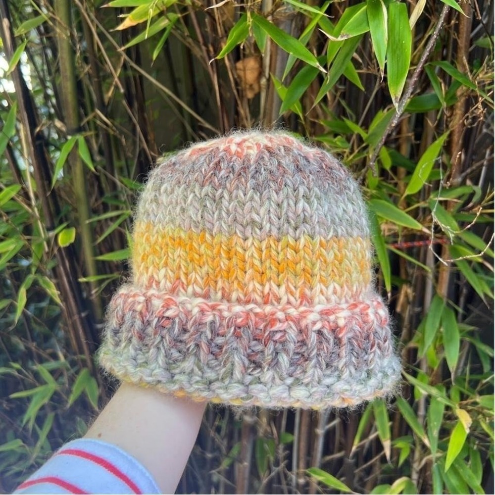 Coney Island Hand Knit Chunky Beanie Folded Brim Unisex One Size
